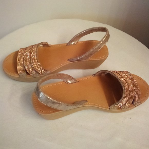 Blingy Copper Colored Sling Back Sandals - Picture 9 of 9